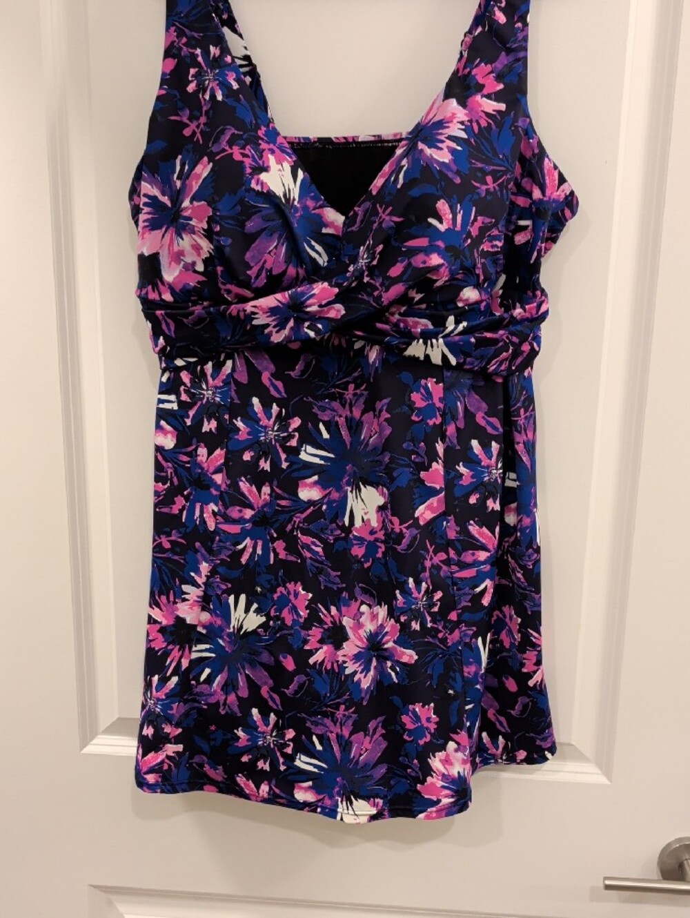 SWIMSUITS FOR ALL -Size 22 Floral One-Piece Swim Dress in Purple, Pink, Blue - Picture 2 of 16